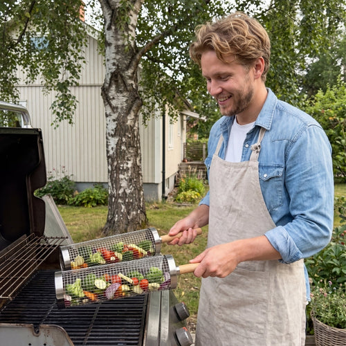 Grillkorb mit Gemüse gefüllt