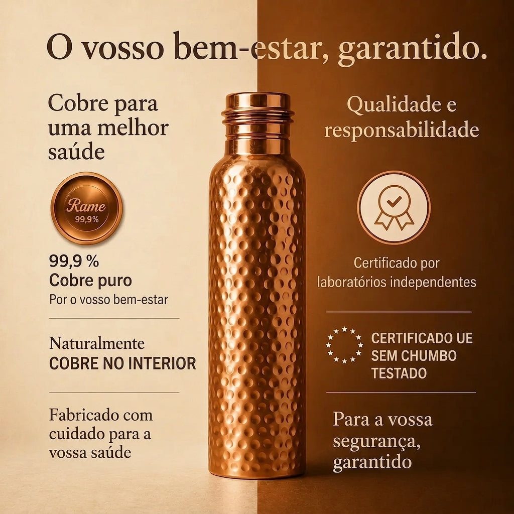 Características da garrafa em cobre puro