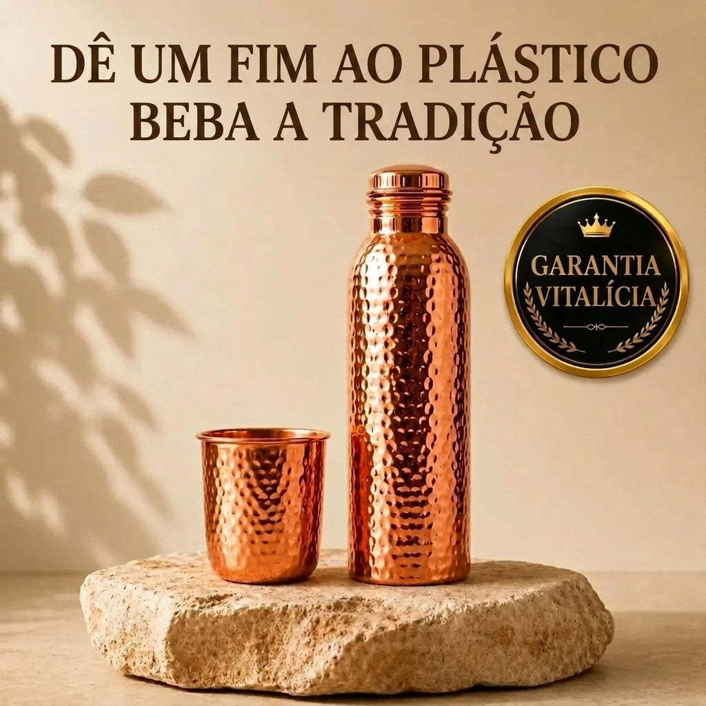 CasaPiuma™ – Garrafa em Cobre 99,9% | Água Purificada Naturalmente